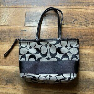 Coach Shoulder Bag | Coach Tote in Signature Black Monogram Print
